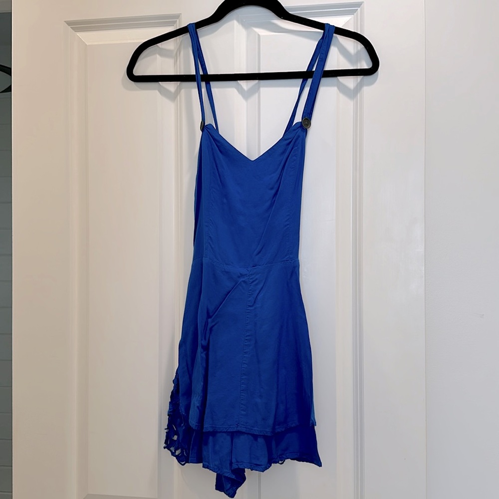 Free People Cross Back Jumper with Lace Hem